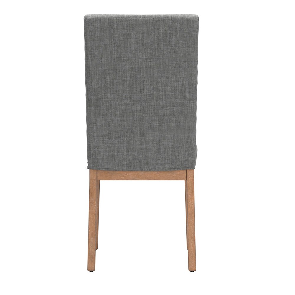 Set of 2, Light Distressed Natural Finish Grey Linen Nailhead Dining Chair. Picture 6