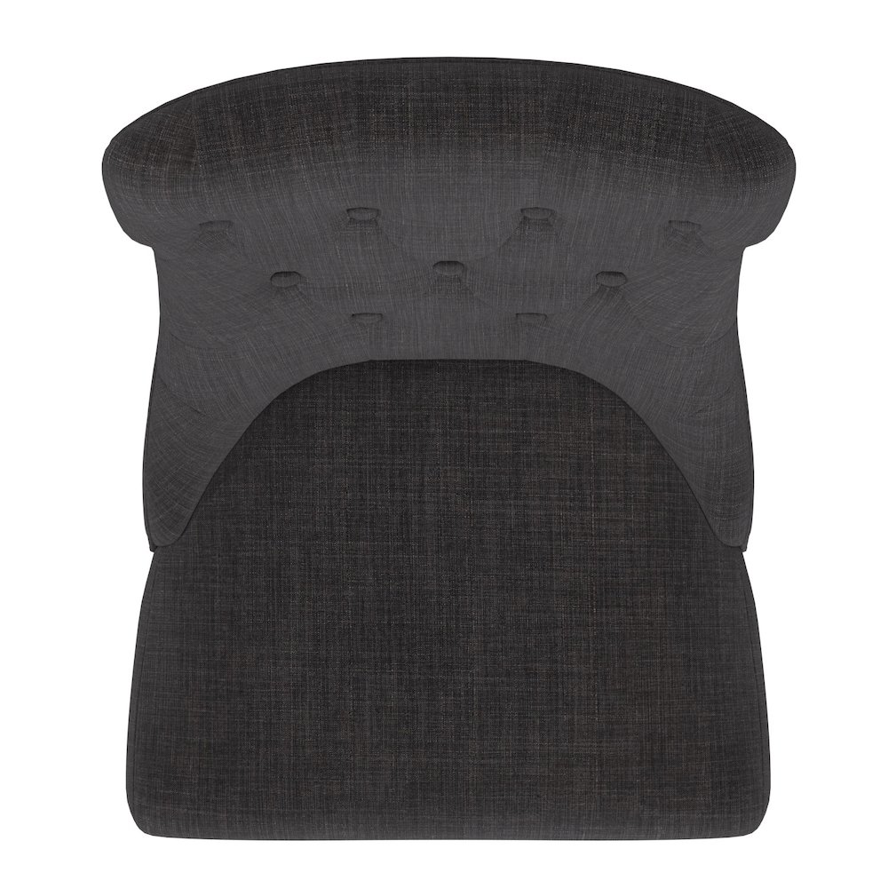 Set of 2, Light Distressed Natural Finish Dark Grey Linen Tufted Dining Chair. Picture 5