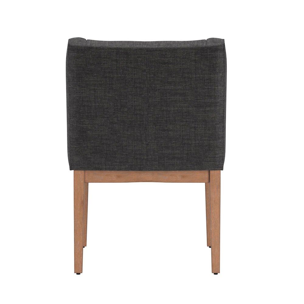 Set of 2, Light Distressed Natural Finish Dark Grey Linen Dining Chair. Picture 6