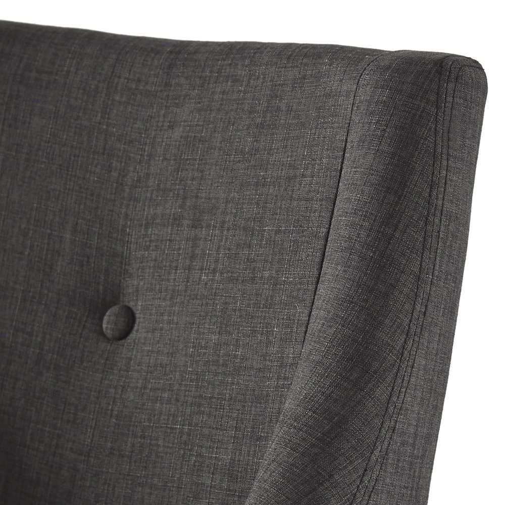 Set of 2, Light Distressed Natural Finish Dark Grey Linen Dining Chair. Picture 3