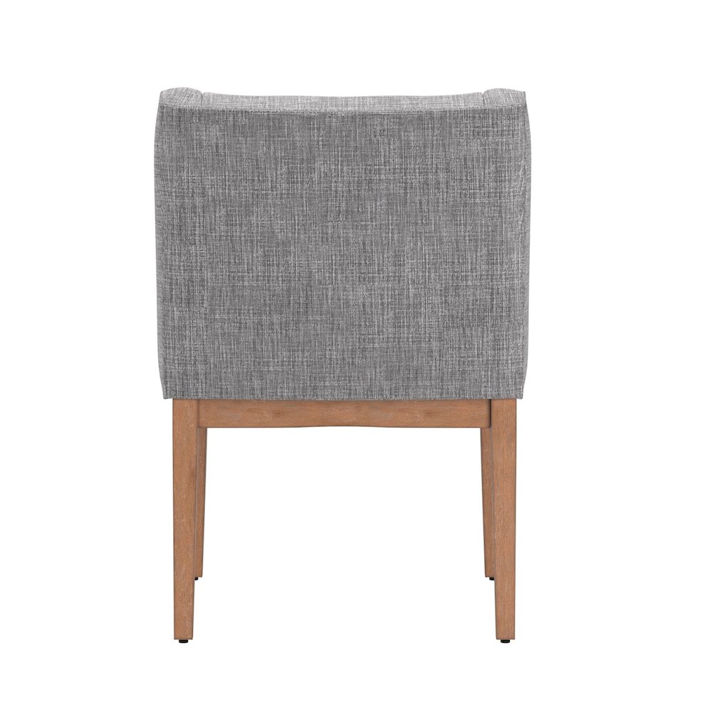 Set of 2, Light Distressed Natural Finish Grey Linen Curved Arm Dining Chair. Picture 6