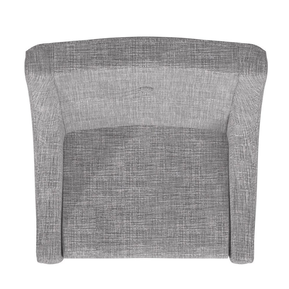 Set of 2, Light Distressed Natural Finish Grey Linen Curved Arm Dining Chair. Picture 5