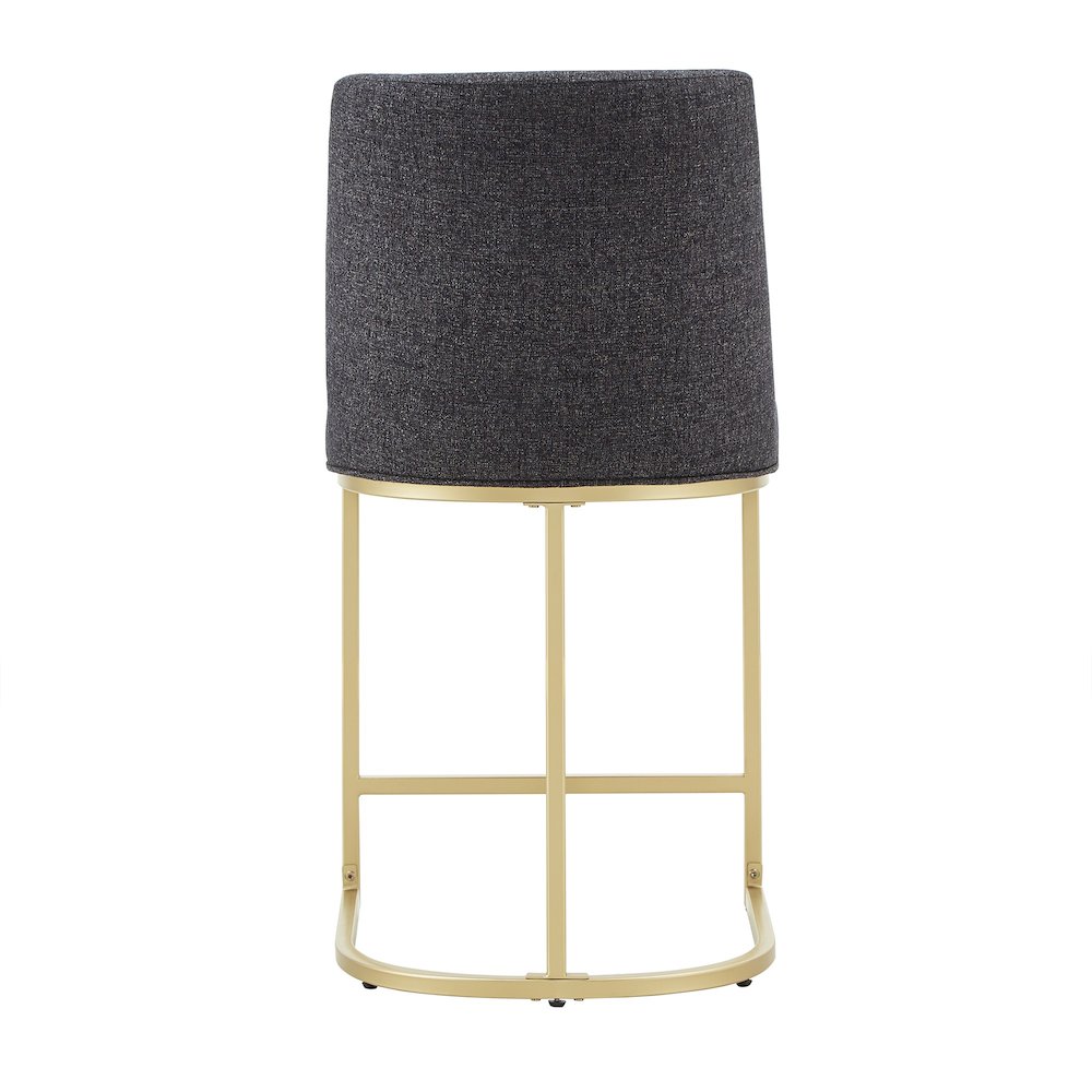 Set of 2, Gold Finish Black Heathered Weave Curve Back Counter Height Chair. Picture 5