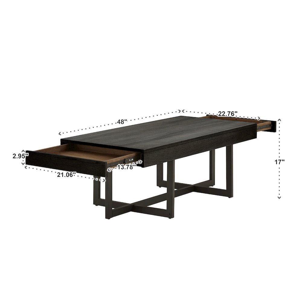 Black Finish Coffee Table With 2 Drawers. Picture 3