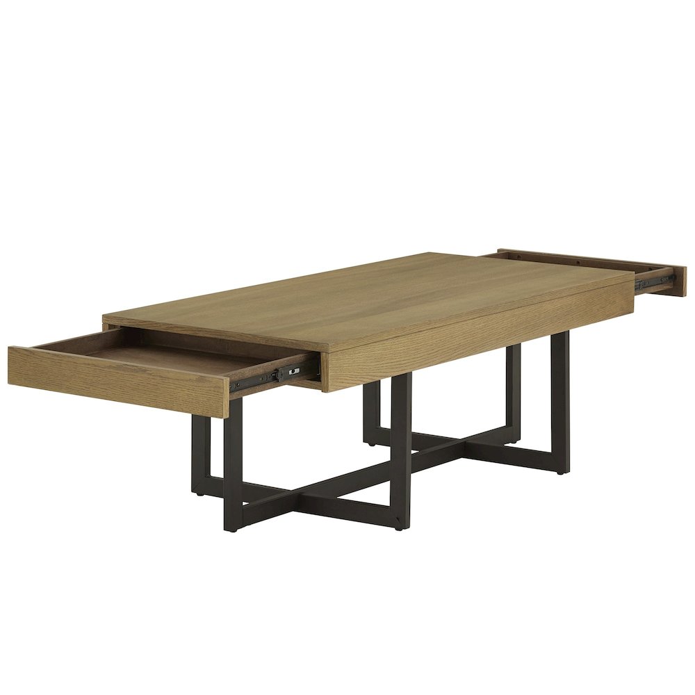 Brown Finish Coffee Table With 2 Drawers. Picture 7