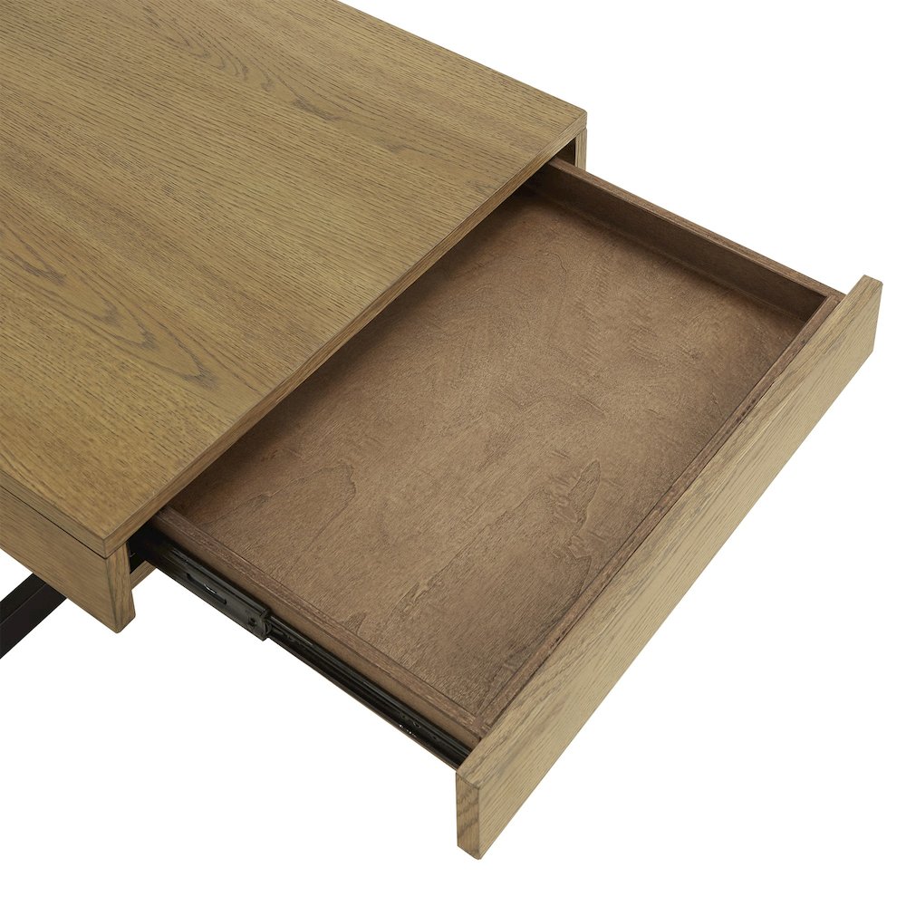 Brown Finish Coffee Table With 2 Drawers. Picture 3