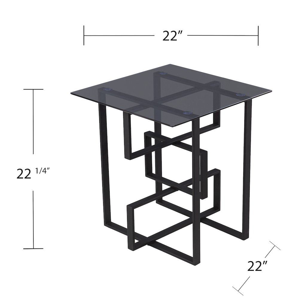 Clanlin Glass-Top Accent Table in Black Color. Picture 5