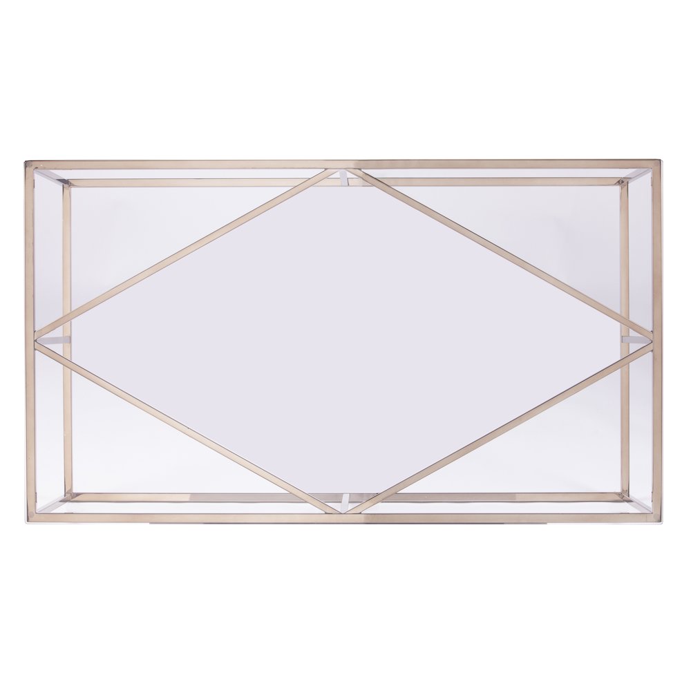 Nicholance Contemporary Glass-Top Cocktail Table in Gold Color. Picture 5