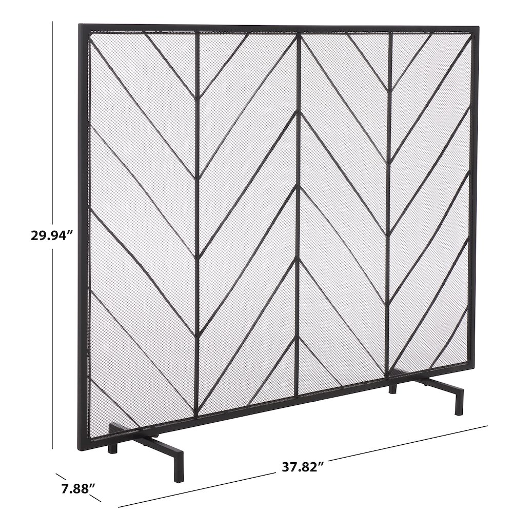Dama Chevron Flat Iron Fireplace Screen. Picture 2