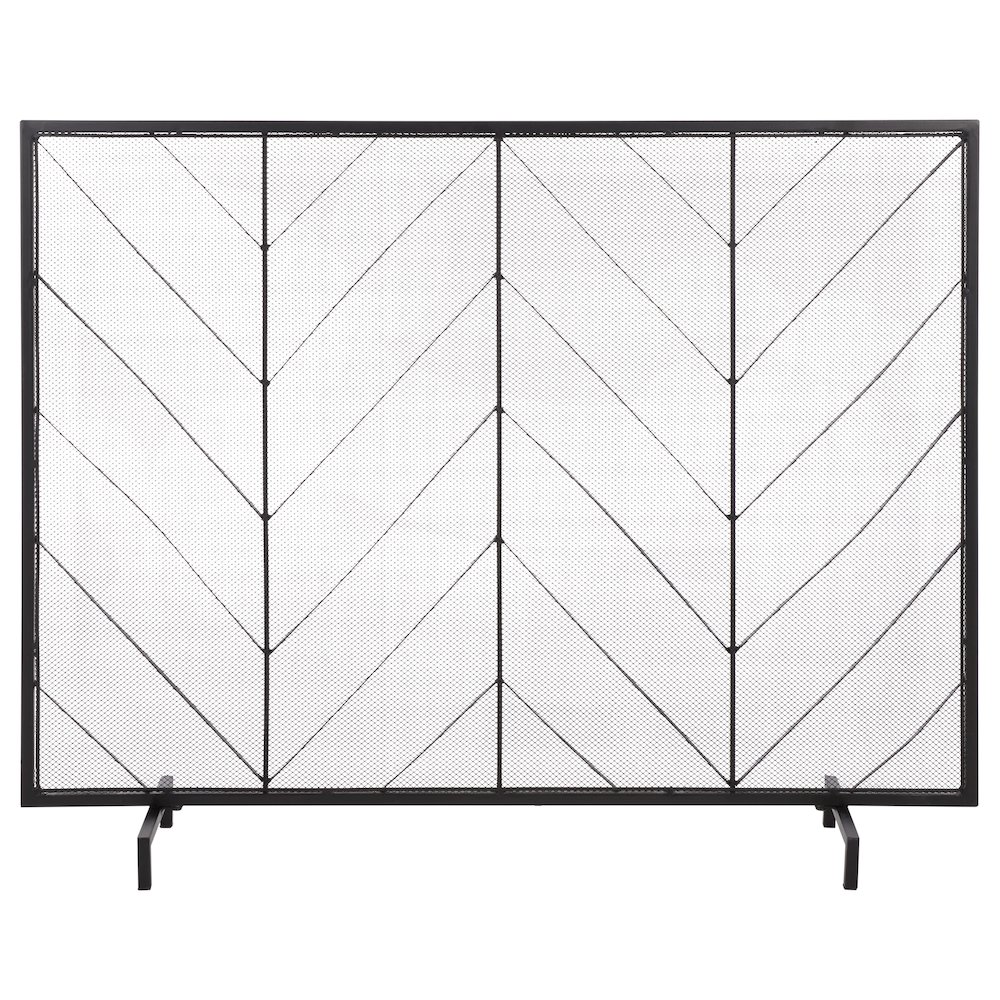 Dama Chevron Flat Iron Fireplace Screen. Picture 3