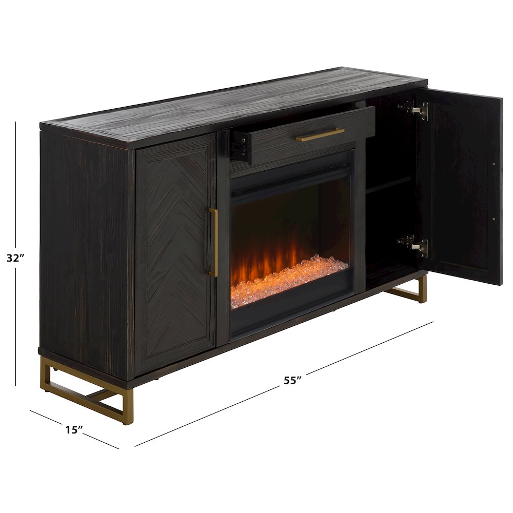 Goram 2-Cabinet 1-Drawer Reclaimed Fir Fireplace. Picture 3