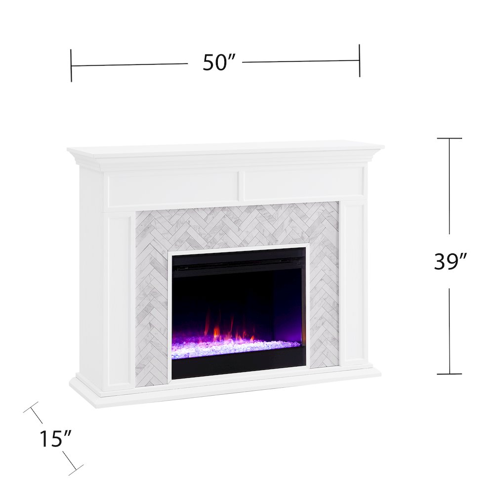 Torlington Color Changing Marble Tiled Fireplace. Picture 4