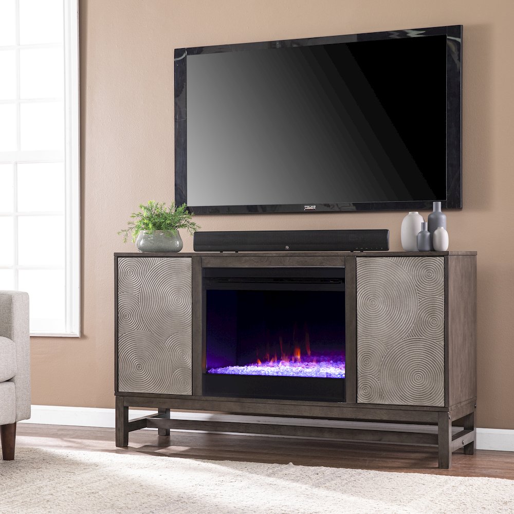 Lannington Color Changing Fireplace with Media Storage. Picture 2