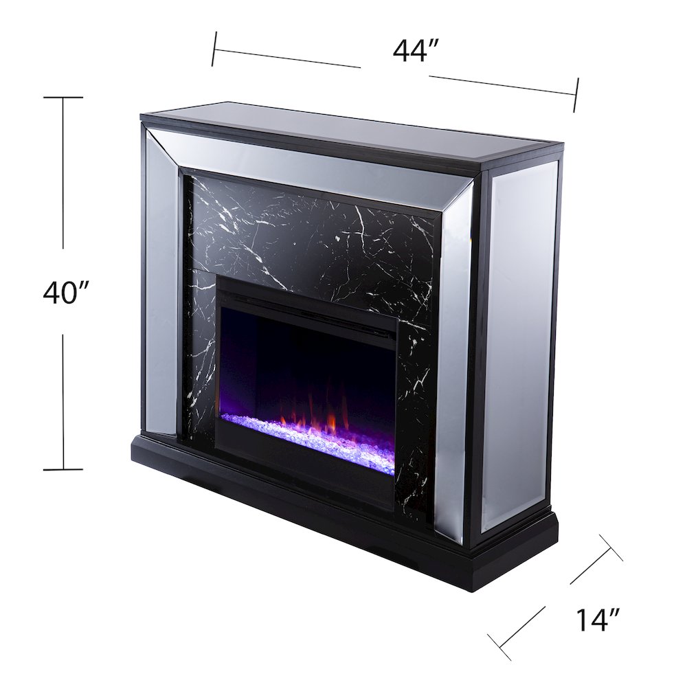 Trandling Mirrored Faux Marble Color Changing Fireplace. Picture 5