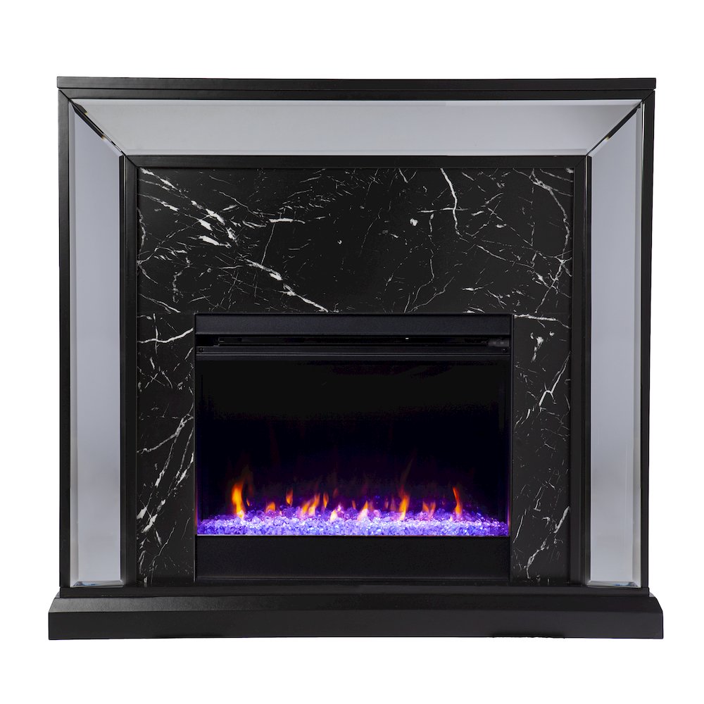 Trandling Mirrored Faux Marble Color Changing Fireplace. Picture 1