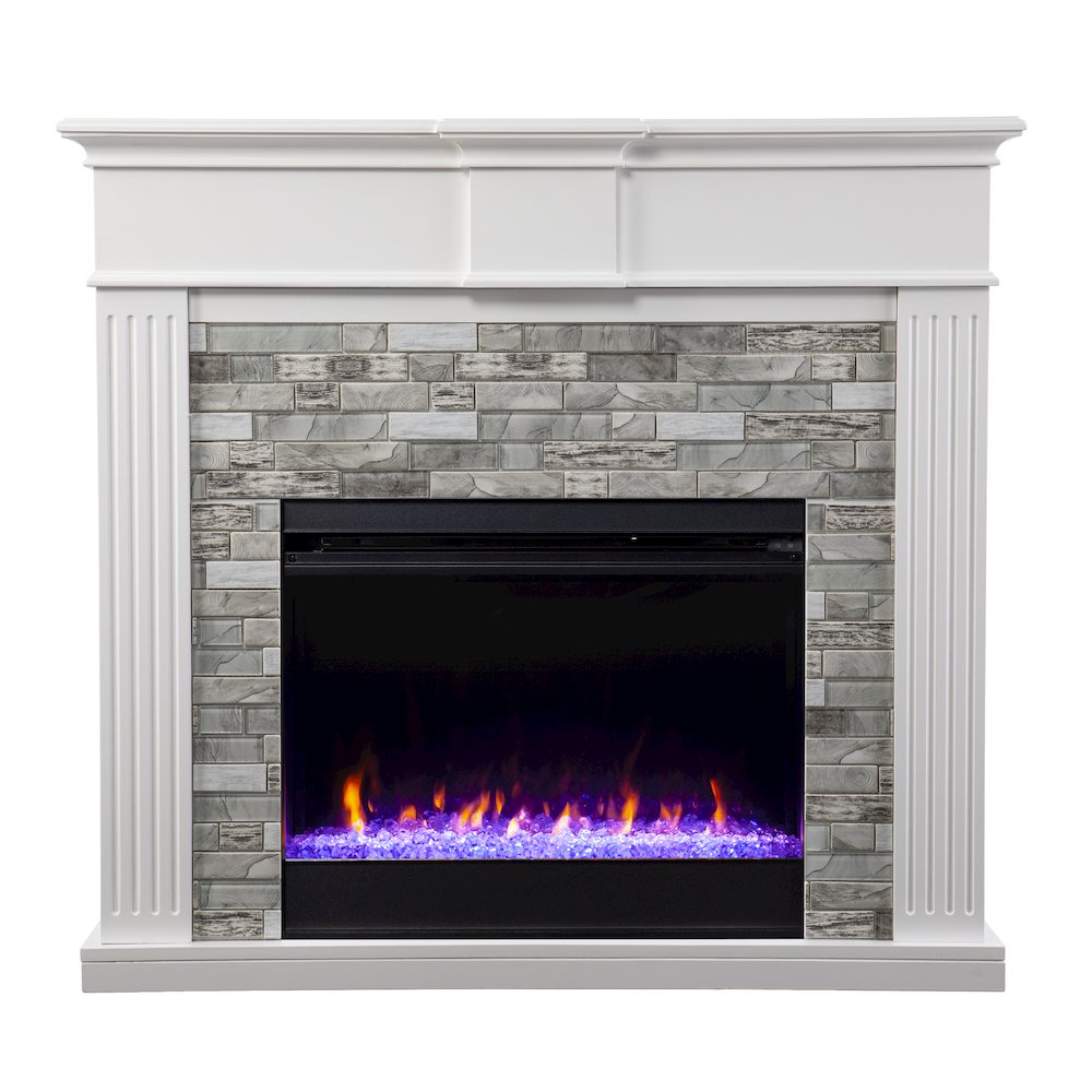 Bondale Color Changing Fireplace with Faux Stone Surround. Picture 1