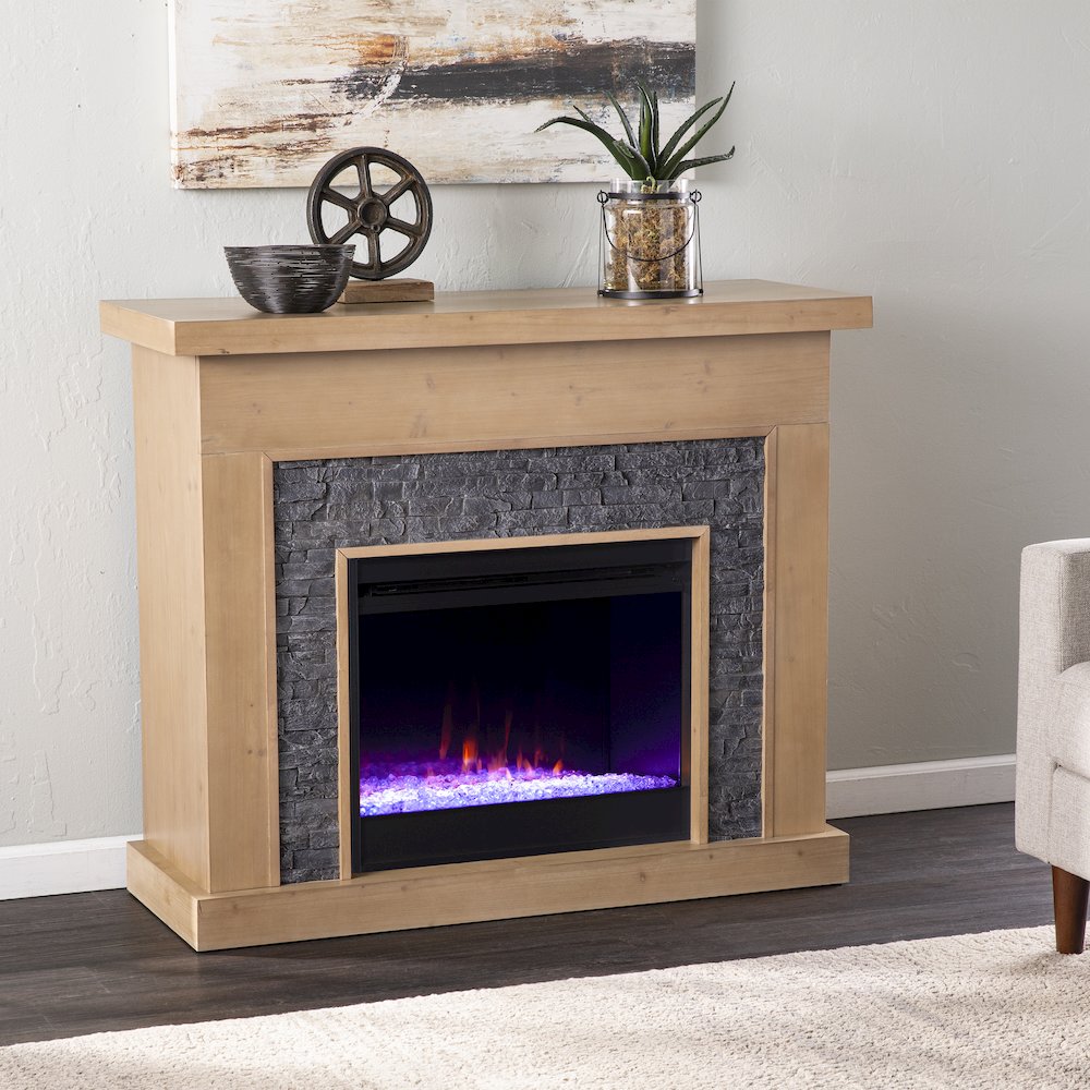 Standlon Color Changing Fireplace with Faux Stone Surround. Picture 2