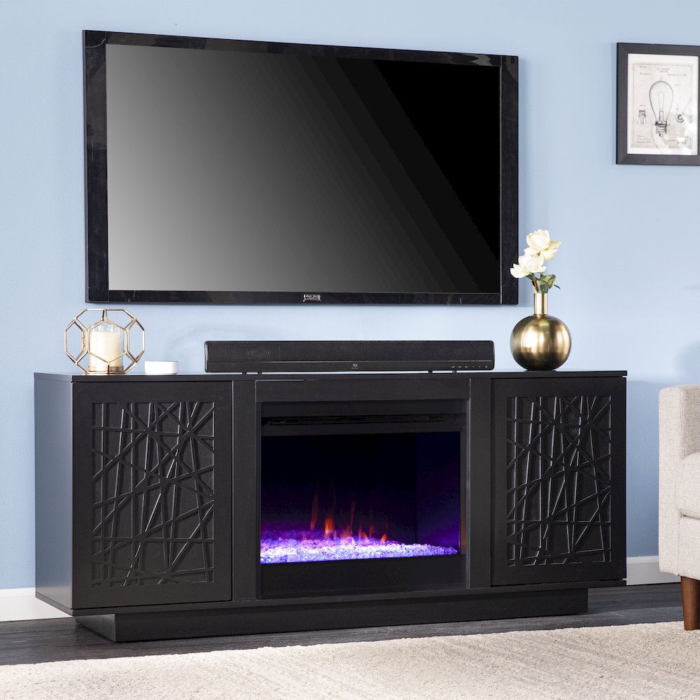 Delgrave Color Changing Fireplace with Media Storage. Picture 2