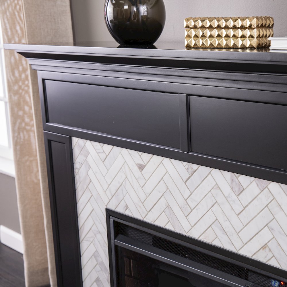 Torlington Color Changing Marble Tiled Fireplace. Picture 3