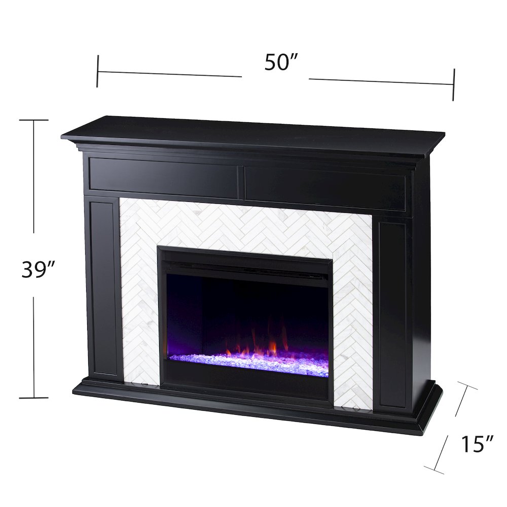 Torlington Color Changing Marble Tiled Fireplace. Picture 5