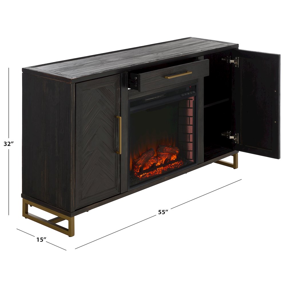 Goram 2-Cabinet 1-Drawer Reclaimed Fir Fireplace. Picture 3
