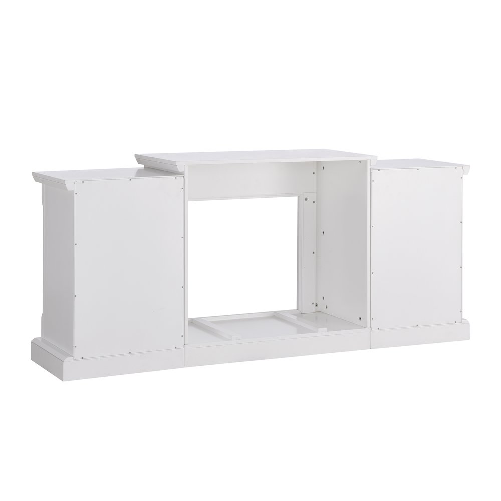 Gallatin Electric Fireplace with Bookcases – White with White Faux Stone. Picture 9