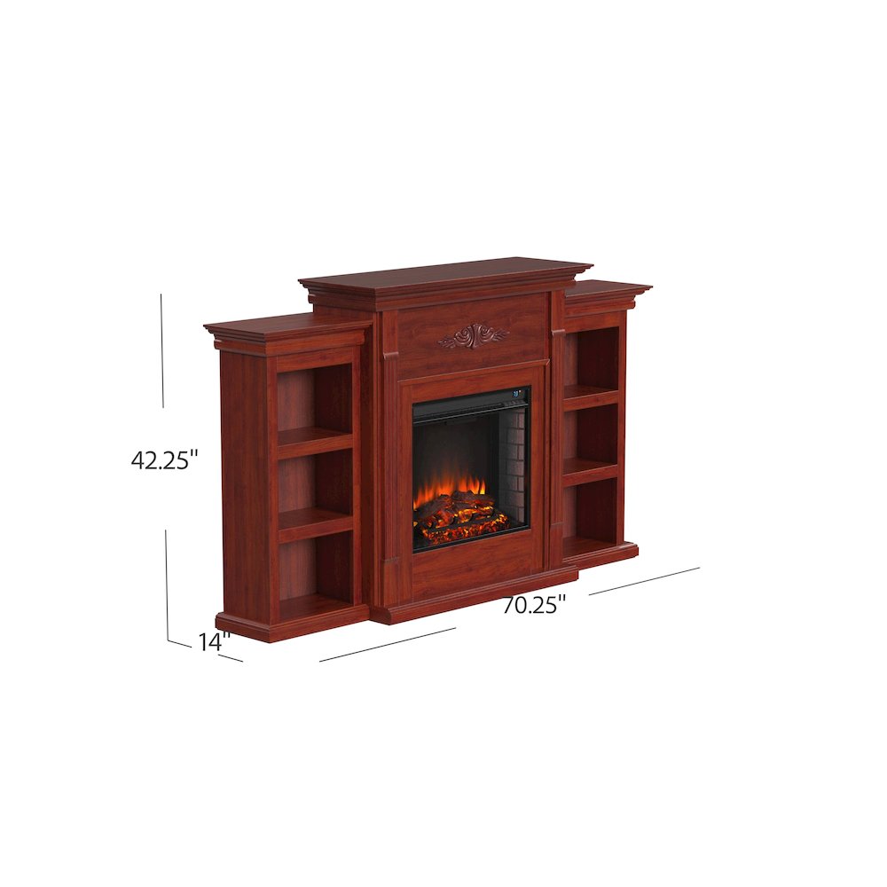Tennyson Electric Fireplace with Bookcases - Mahogany. Picture 5