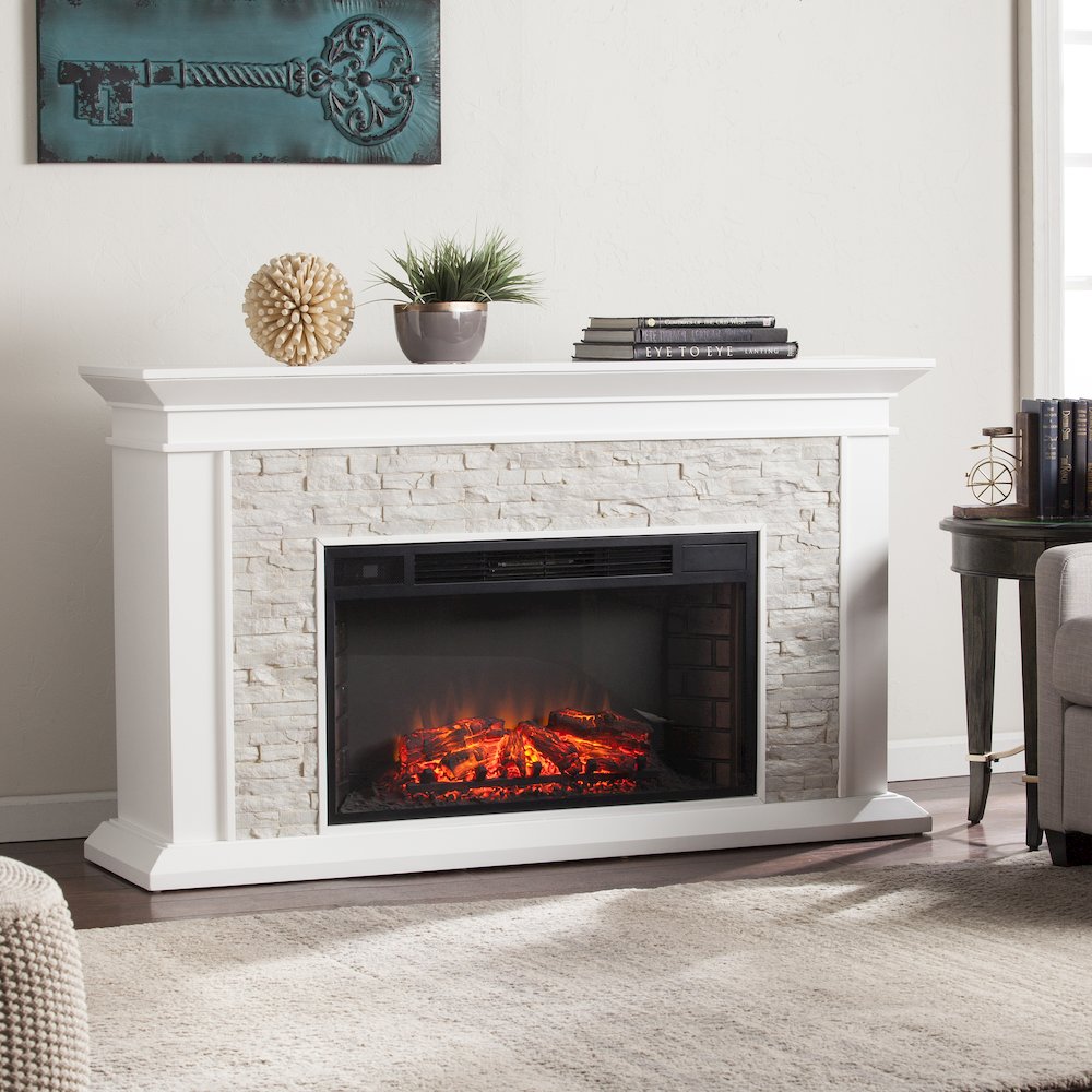 Canyon Heights Faux Stone Electric Fireplace. Picture 2