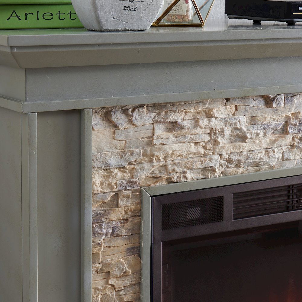 Ledgestone Electric Fireplace with Stacked Faux Stone. Picture 3