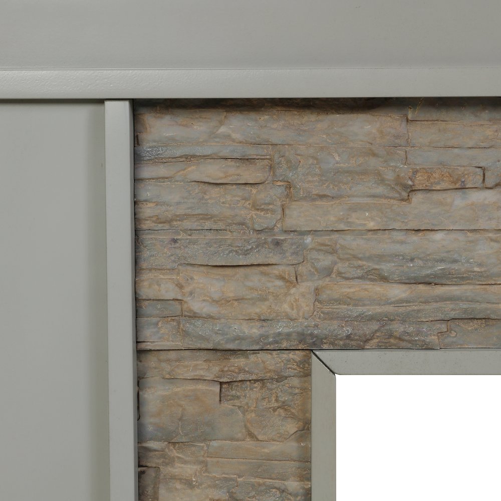 Ledgestone Electric Fireplace with Stacked Faux Stone. Picture 4