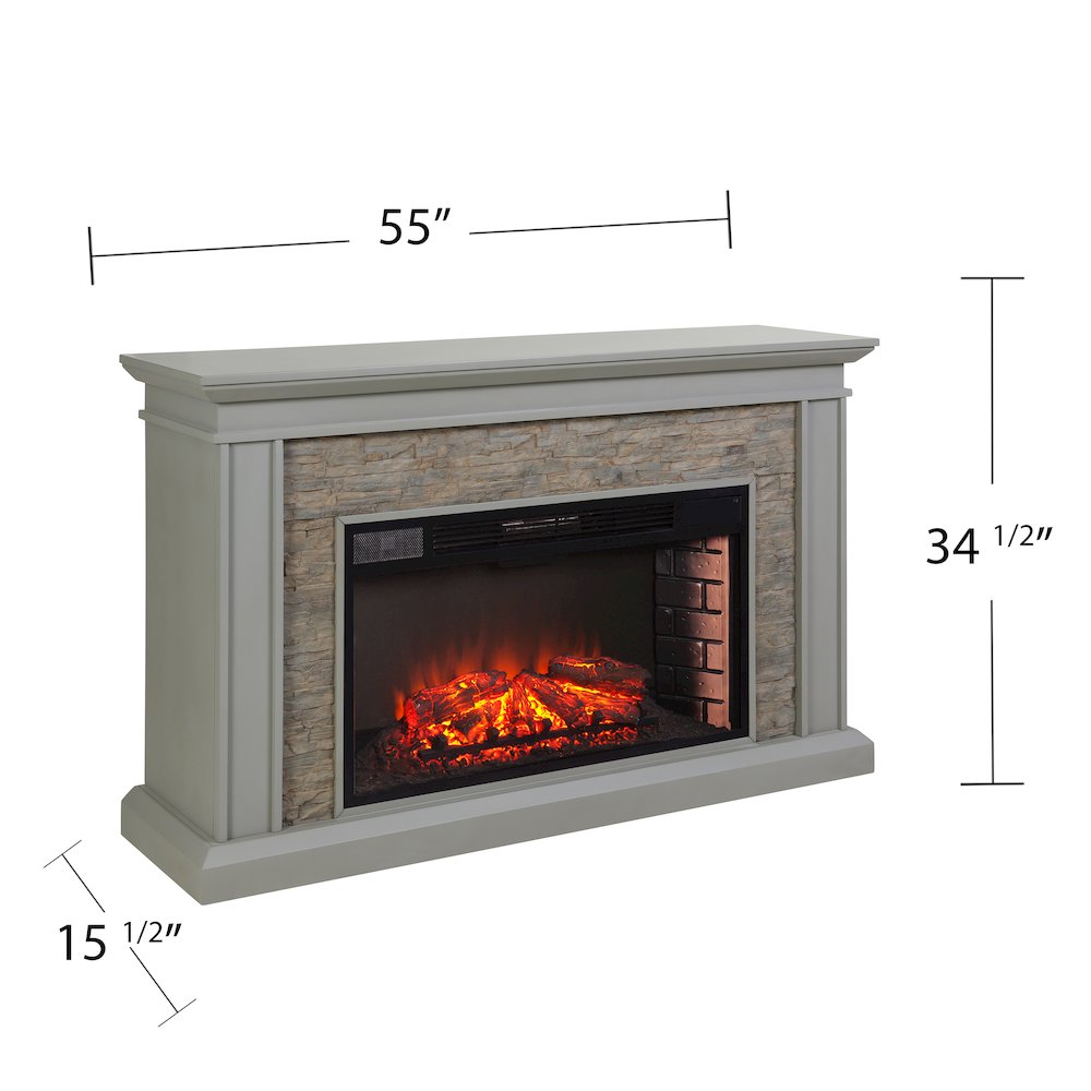 Ledgestone Electric Fireplace with Stacked Faux Stone. Picture 6