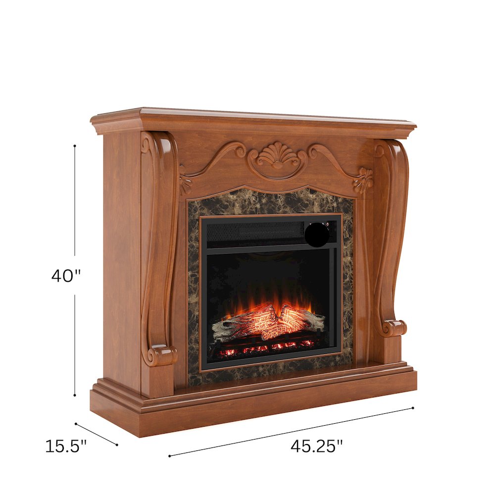 Cardona Electric Fireplace with Faux Marble. Picture 5
