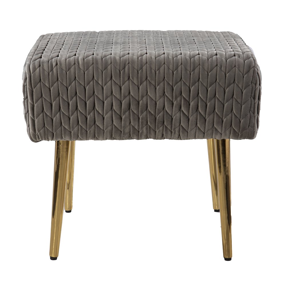 Medlana Woven Upholstered Ottoman in Grey Color. Picture 2
