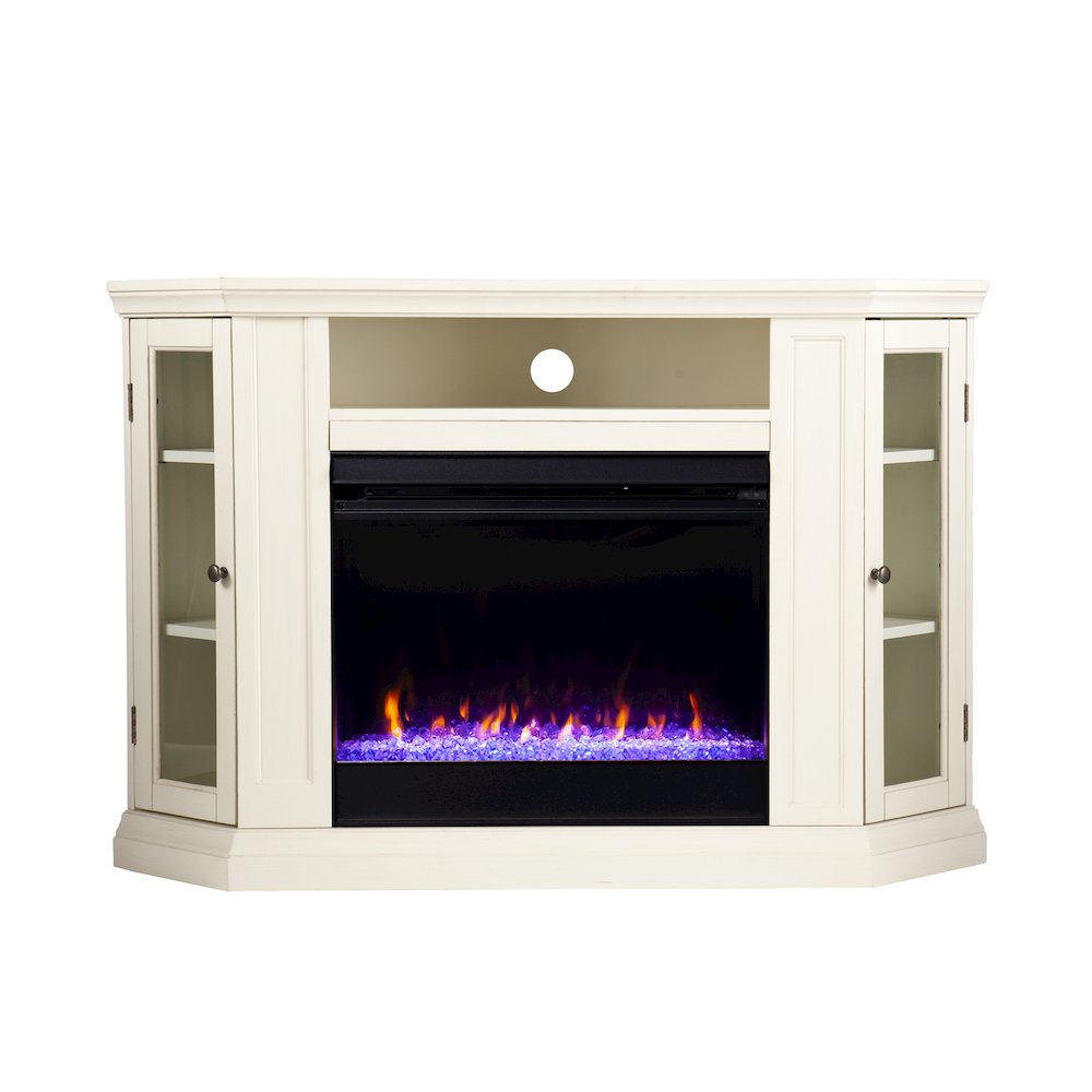 Claremont Color Changing Convertible Fireplace in White Color. Picture 2