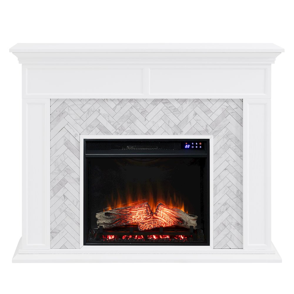 Torlington Marble Tiled Touch Screen Electric Fireplace. Picture 7