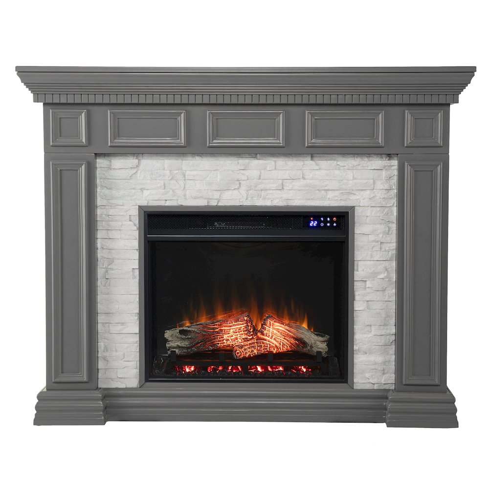 Dakesbury Faux Stone Electric Fireplace with Touch Screen Control Panel. Picture 6