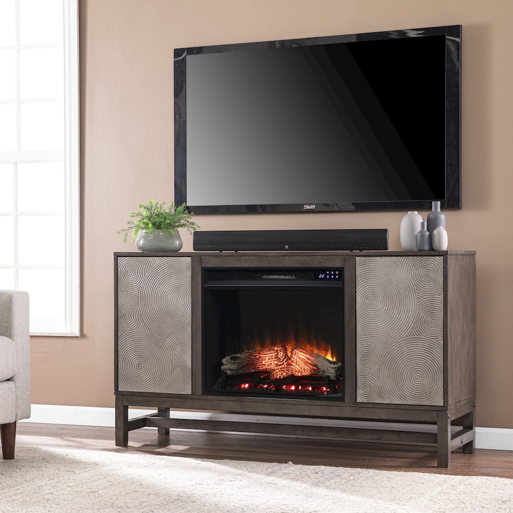 Lannington Touch Screen Electric Fireplace with Media Storage. Picture 2