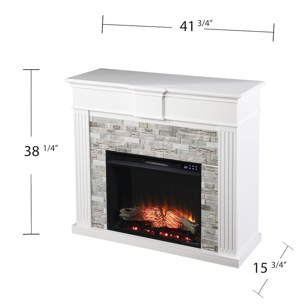 Bondale Touch Screen Electric Fireplace with Faux Stone Surround. Picture 5