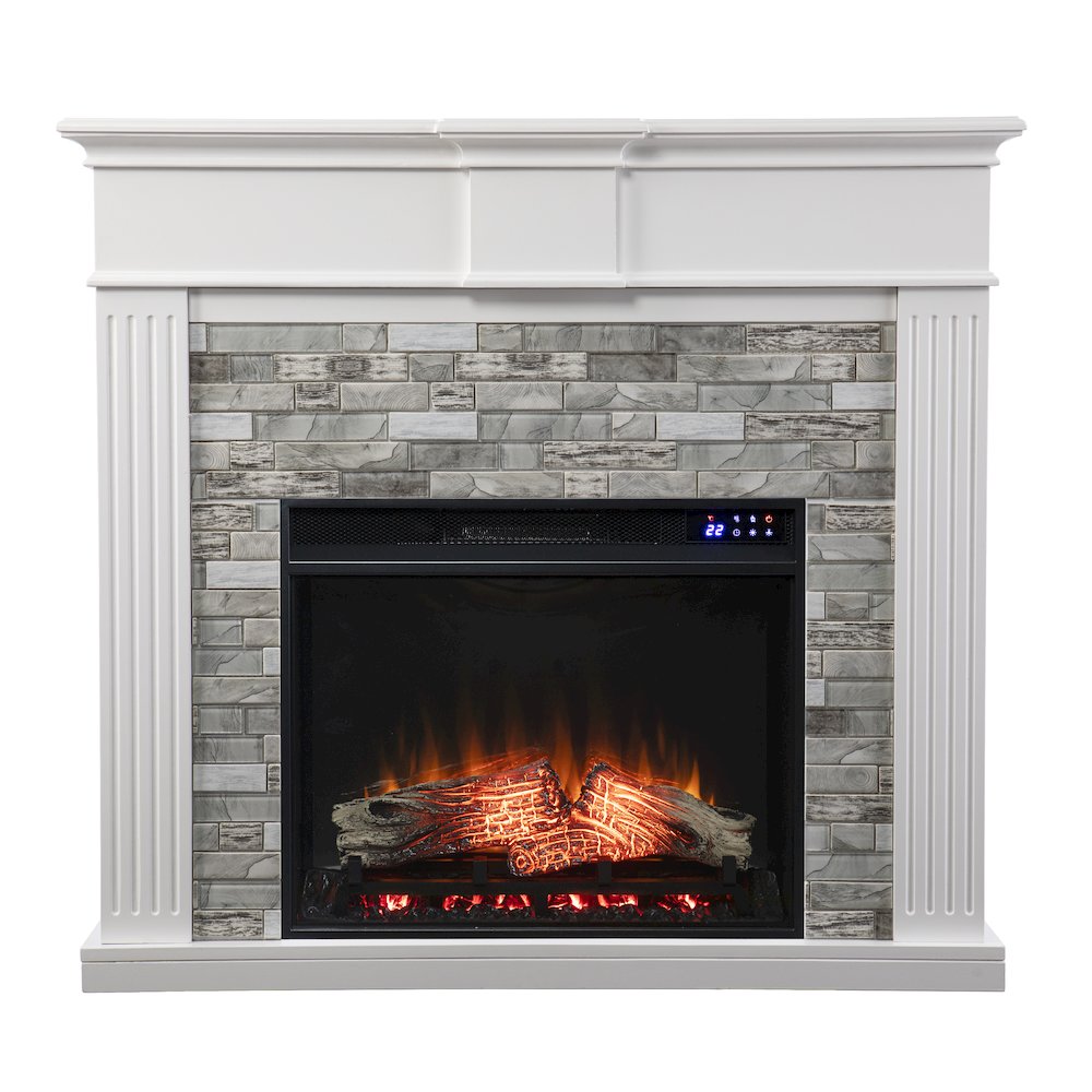 Bondale Touch Screen Electric Fireplace with Faux Stone Surround. Picture 6
