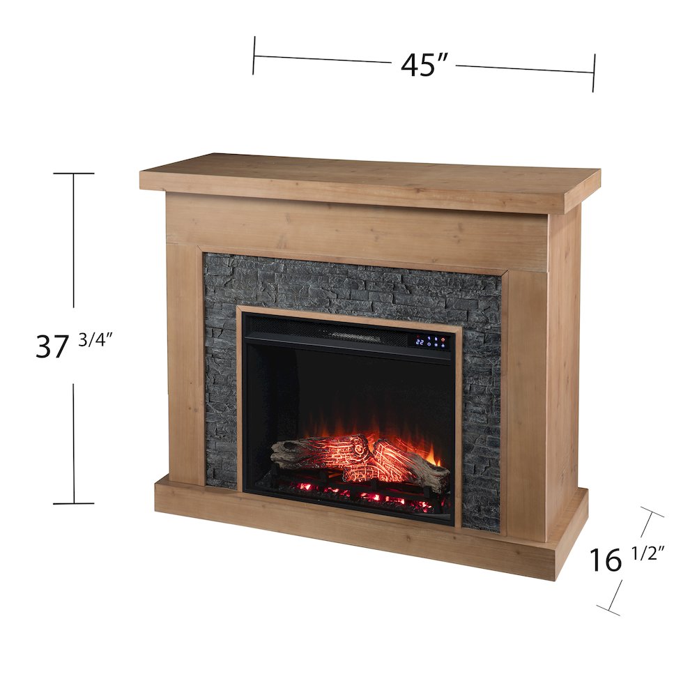 Standlon Touch Screen Electric Fireplace with Faux Stone Surround. Picture 5