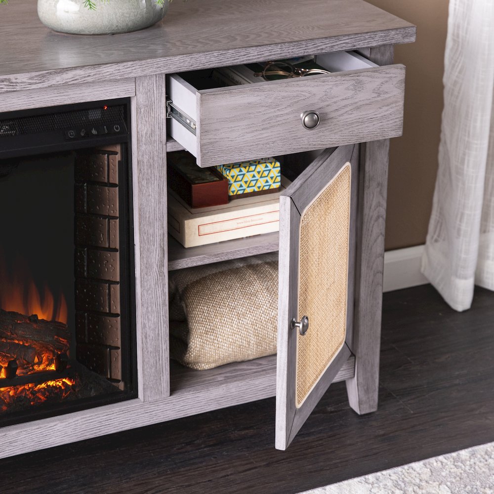 Edderton Touch Screen Electric Fireplace with Media Storage. Picture 3