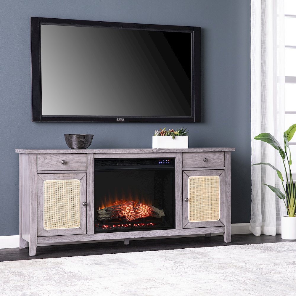 Edderton Touch Screen Electric Fireplace with Media Storage. Picture 2
