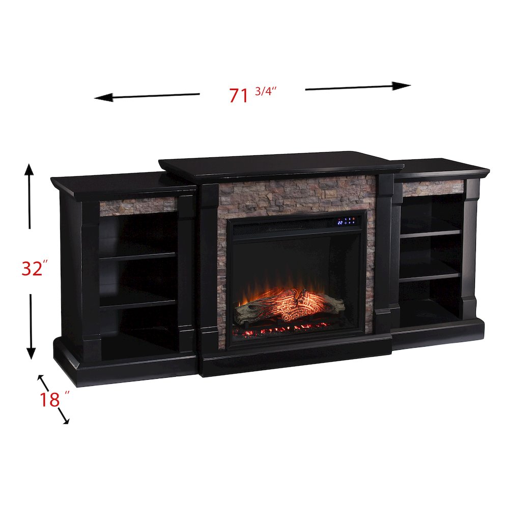 Gallatin Touch Screen Electric Fireplace with Bookcases. Picture 4