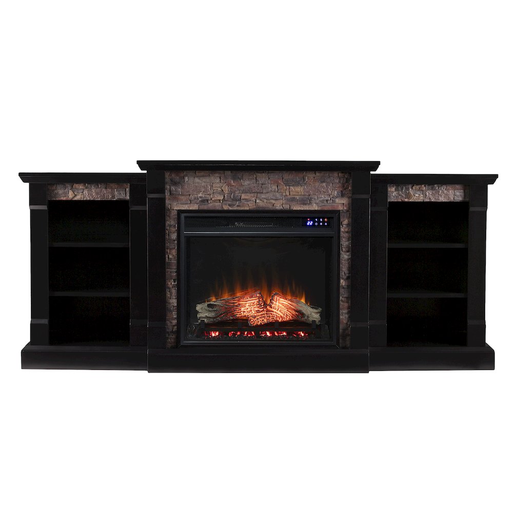 Gallatin Touch Screen Electric Fireplace with Bookcases. Picture 1