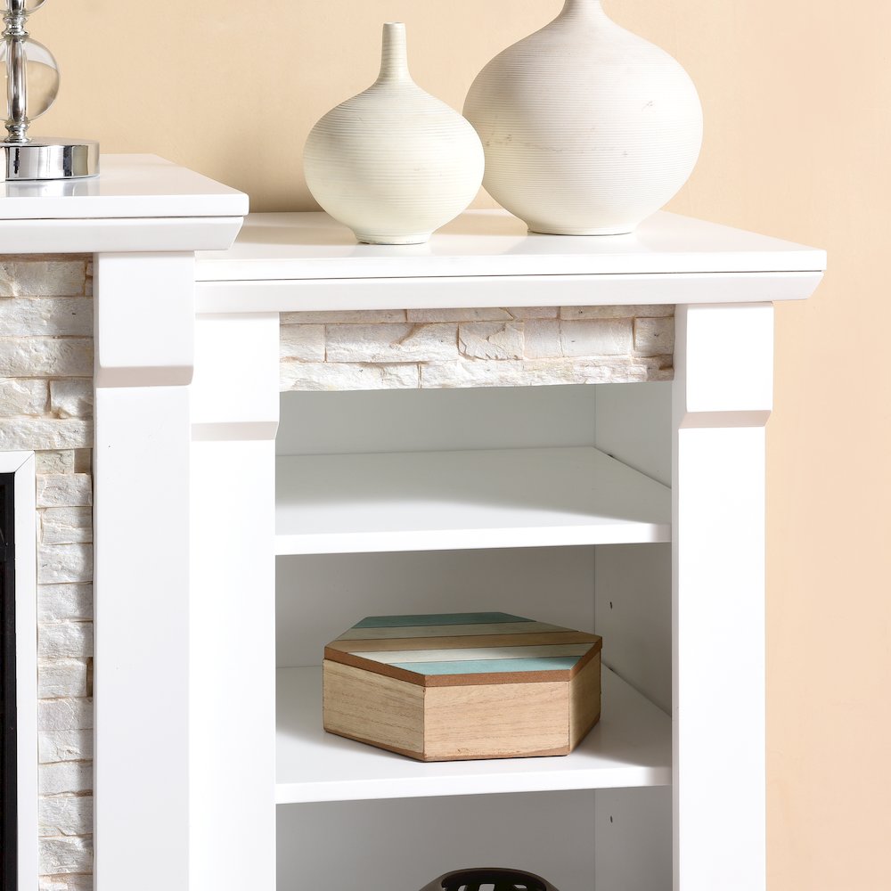 Gallatin Touch Screen Electric Fireplace with Bookcases. Picture 3