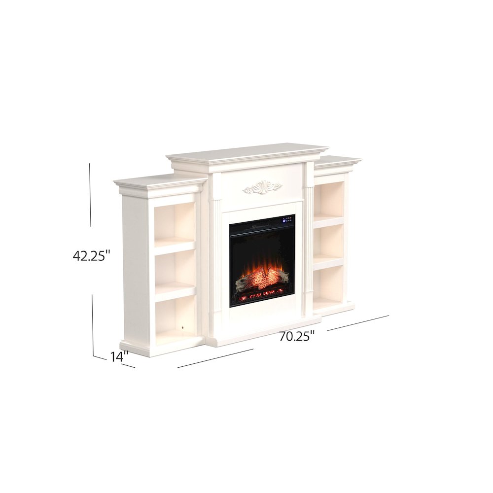 Tennyson Touch Screen Electric Fireplace with Bookcases. Picture 5