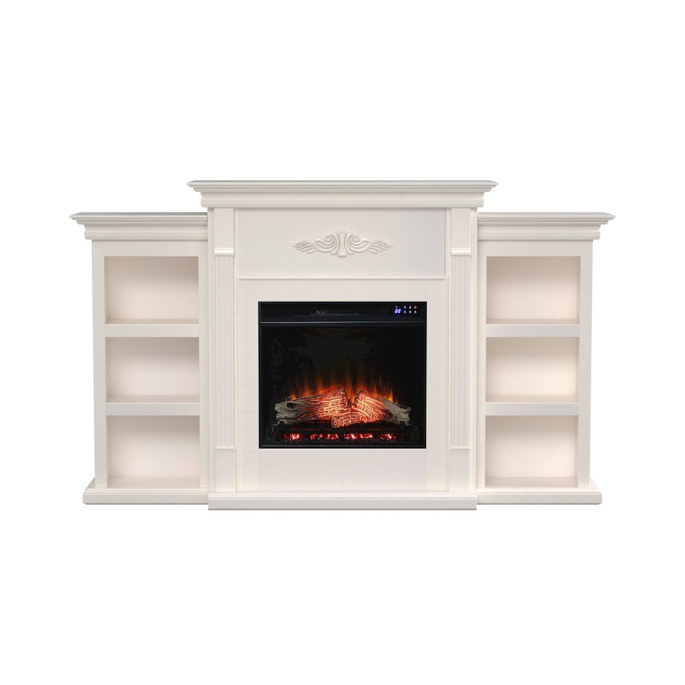 Tennyson Touch Screen Electric Fireplace with Bookcases. Picture 1