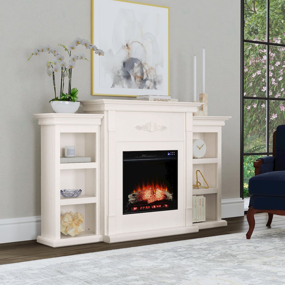 Tennyson Touch Screen Electric Fireplace with Bookcases. Picture 2