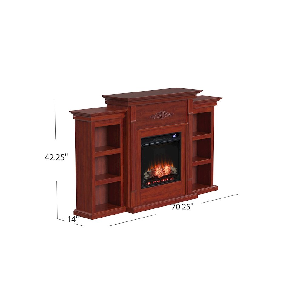 Tennyson Touch Screen Electric Fireplace with Bookcases - Mahogany. Picture 5