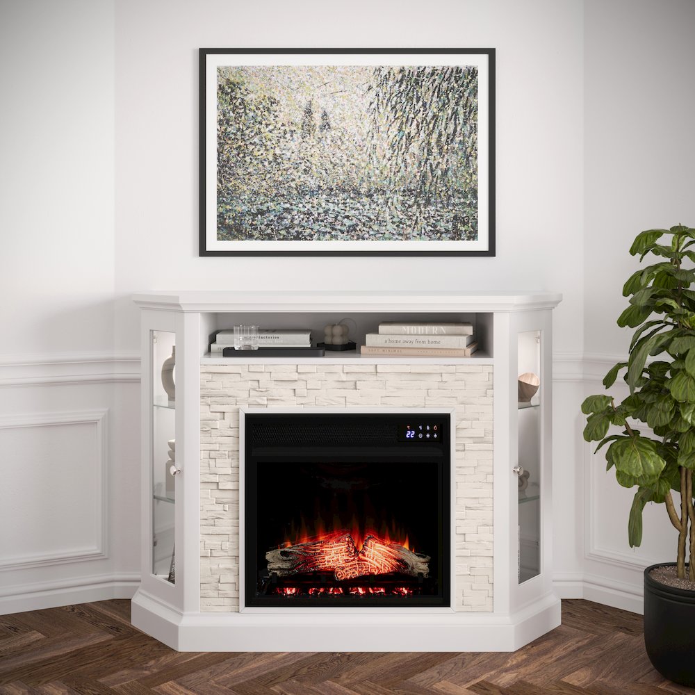 Redden Corner-Convertible Electric Fireplace with Touch Screen. Picture 2